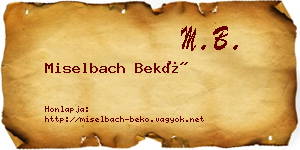 Miselbach Bekő névjegykártya